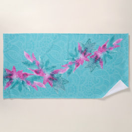 Turquoise Pink Abstracte Hawaiian Flowers Strandlaken