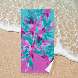Turquoise Pink Abstracte Hawaiian Flowers Strandlaken