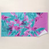 Turquoise Pink Abstracte Hawaiian Flowers Strandlaken (Voorkant)