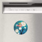Turquoise Pink Bird Gellow Magneet (Insitu (Vaatwasser))