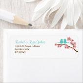 Turquoise & Pink Cherry Blossom Retouradres Etiket (Insitu)