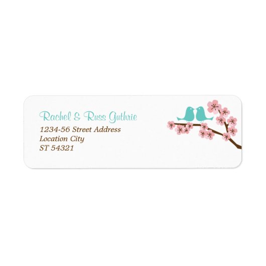 Turquoise & Pink Cherry Blossom Retouradres Etiket (Voorkant)