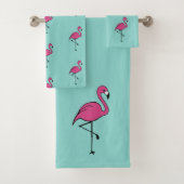 Turquoise Pink Flamingo Bath Towels Set Gift Bad Handdoek (Insitu)