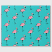 Turquoise Pink Flamingo Gift Wrapping Paper Cadeaupapier (Vlak)