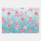 Turquoise Pink Flamingoes & Pink Hibiscus 2 Inpakpapier Vel (Voorkant)