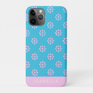 Turquoise Pink Flowers Boho Pattern Gepersonalisee Case-Mate iPhone Case