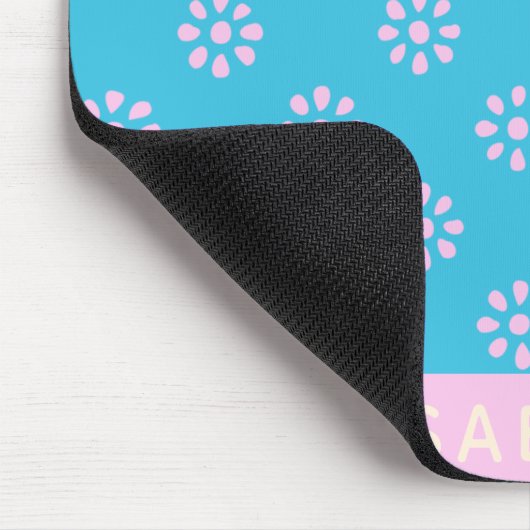 Turquoise Pink Flowers Boho Pattern Gepersonalisee Muismat (Hoek)