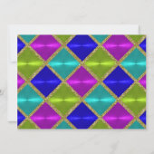 Turquoise Pink Green Blue Gold Birthday Party Kaart (Achterkant)