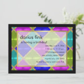 Turquoise Pink Green Blue Gold Birthday Party Kaart (Staand voorkant)