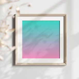 Turquoise Pink Ombre Poster