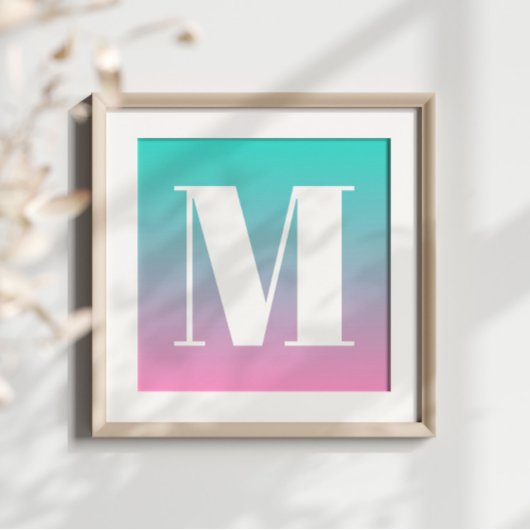 Turquoise Pink Ombre Poster