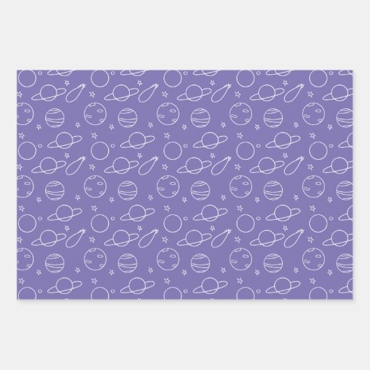 Turquoise Pink Paars White Buitenspace Planets Inpakpapier Vel (Voorkant 2)