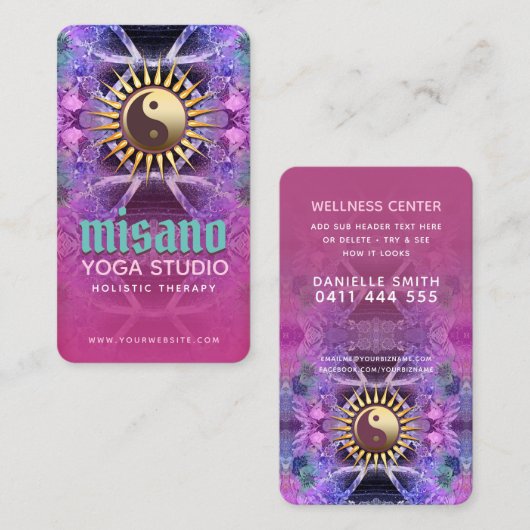 Turquoise Pink Paars Yin Yang Holistic Yoga Visitekaartje (Voorkant / Achterkant)