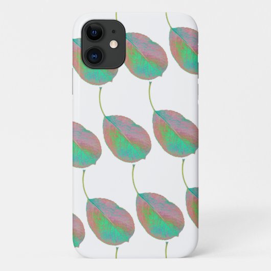 Turquoise Pink Pear Tree Leaf iPhone 11 Hoesje (Achterkant)