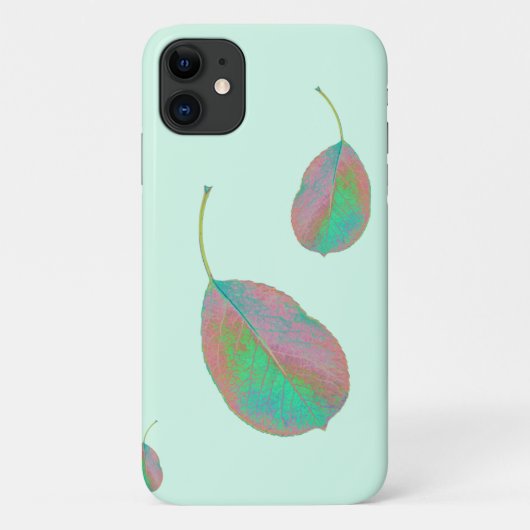 Turquoise Pink Pear Tree Leaf iPhone 11 Hoesje (Achterkant)