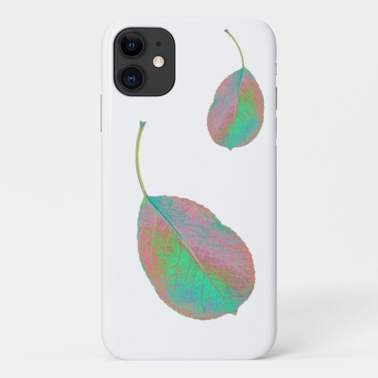 Turquoise Pink Pear Tree Leaf iPhone 11 Hoesje (Achterkant)