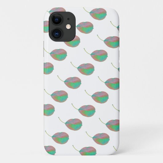 Turquoise Pink Pear Tree Leaf iPhone 11 Hoesje (Achterkant)