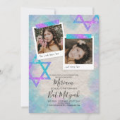 Turquoise & Pink Scrapbook Bat Mitzvah Uitnodiging (Voorkant)