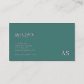 Turquoise Pink Stylish Monogram Modern Visitekaartje (Achterkant)