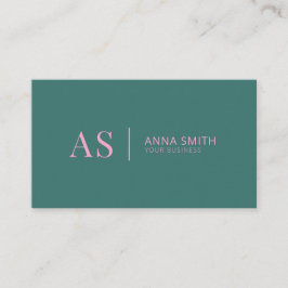 Turquoise Pink Stylish Monogram Modern Visitekaartje