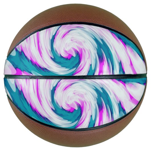 Turquoise Pink Tie Dye Swirl Basketbal (Voorkant)