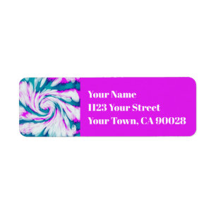 Turquoise Pink Tie Dye Swirl Etiket