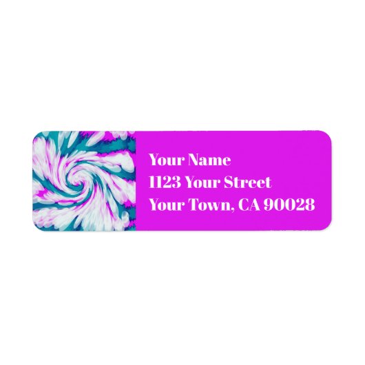 Turquoise Pink Tie Dye Swirl Etiket (Voorkant)