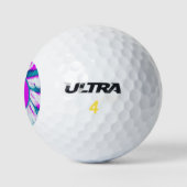 Turquoise Pink Tie Dye Swirl Golfballen (Logo)