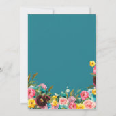 Turquoise Pink Yellow Fiesta Floral Quinceanera Kaart (Achterkant)