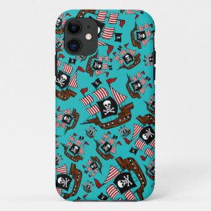 Turquoise piratenpatroon Case-Mate iPhone case