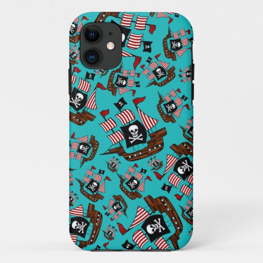Turquoise piratenpatroon Case-Mate iPhone case (Achterkant)