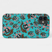 Turquoise piratenpatroon Case-Mate iPhone case (Achterkant (horizontaal))
