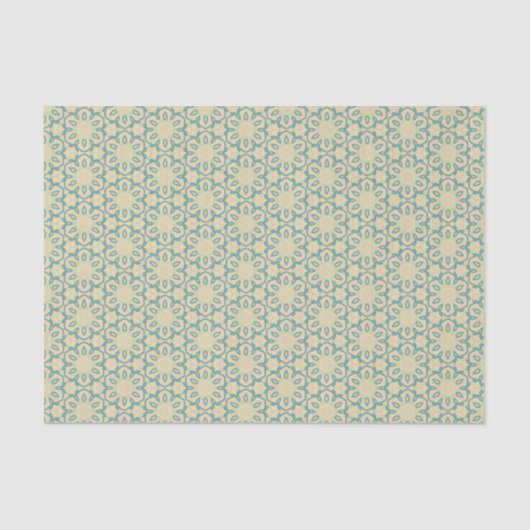 Turquoise Pistache Cream Western Modern Damask Tissuepapier (Voorkant)