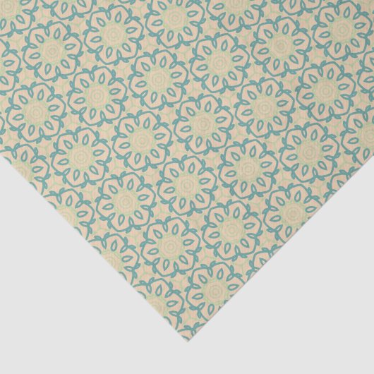 Turquoise Pistache Cream Western Modern Damask Tissuepapier (Detail)