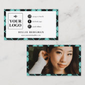 Turquoise Plaid Social Media Logo & Foto Visitekaartje (Voorkant / Achterkant)