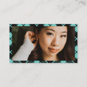 Turquoise Plaid Social Media Logo & Foto Visitekaartje (Achterkant)