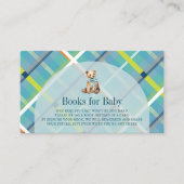 Turquoise Plaid Teddy Bear Boy Baby Boek Verzoek Informatiekaartje (Voorkant)