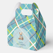 Turquoise Plaid Teddy Bear Boy Baby shower Bedankdoosjes (Voorkant)