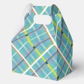 Turquoise Plaid Teddy Bear Boy Baby shower Bedankdoosjes (Achterkant)