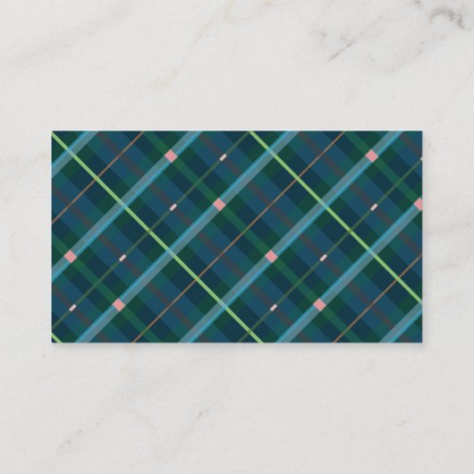 Turquoise Plaid Teddy Bear Luier Raffle Ticket Informatiekaartje (Achterkant)