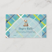 Turquoise Plaid Teddy Bear Luier Raffle Ticket Informatiekaartje (Voorkant)