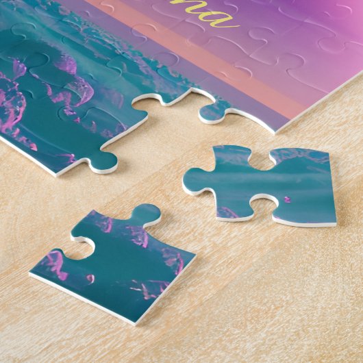 Turquoise Planets Orbit Paarse Magical Space Dream Legpuzzel (Zijkant)