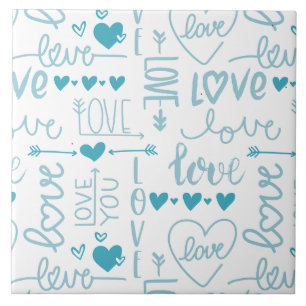 Turquoise Plezier en Moderne Liefde en Hartjes Tegeltje