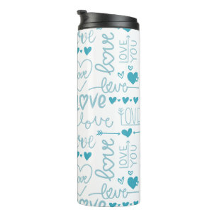 Turquoise Plezier en Moderne Liefde en Hartjes Thermosbeker