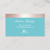 Turquoise Poland Splash Roos Gold Nail Salon Visitekaartje (Achterkant)