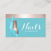 Turquoise Poland Splash Roos Gold Nail Salon Visitekaartje (Voorkant)