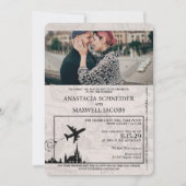 Turquoise Polen Paspoort Huwelijksuitnodiging Kaart (Voorkant)