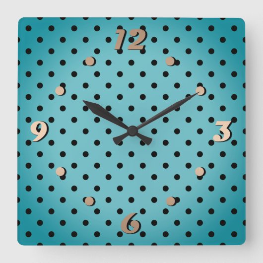 Turquoise polka dot background vierkante klok (Voorkant)