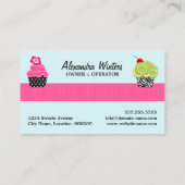 Turquoise Polka Dot Cupcake bakkerij Visitekaartje (Achterkant)