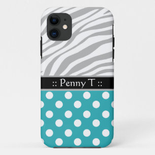 Turquoise Polka Dot Fade Zebra Print iPhone 5 Hoes